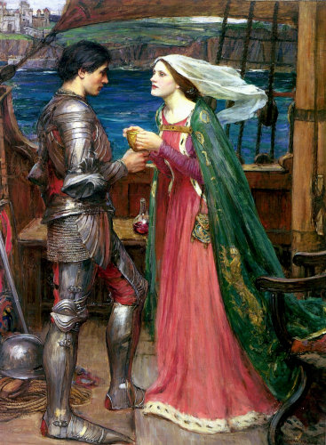 "Tristan and Isolde", painting by John Waterhouse (ca. 1916 AD)