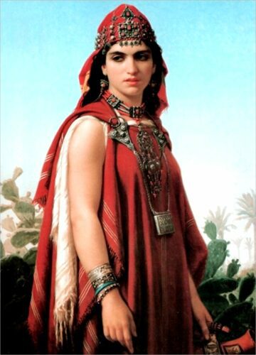 'Berber Woman' (from Egypt region of Arabia), painting by Emile Vernet-Lecomte (French artist 1821-1900 AD)