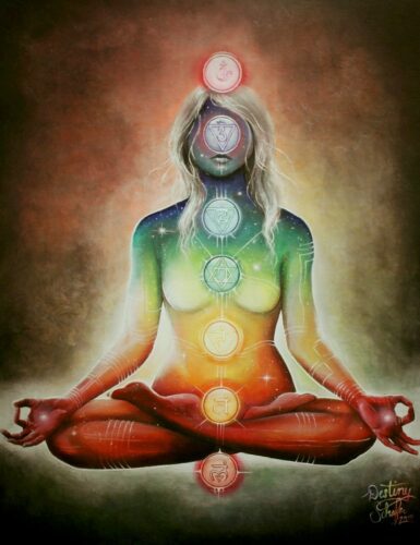 'Destiny' by Schafer (2011) painting of Chakras during spiritual energy work