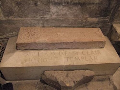 Gravestone of Baron William Sinclaire, Templar Grand Commander of Scotland, in Rosslyn Chapel (1484 AD)