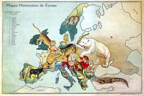Satirical Map (ca. 1913) Illustrating Geopolitics